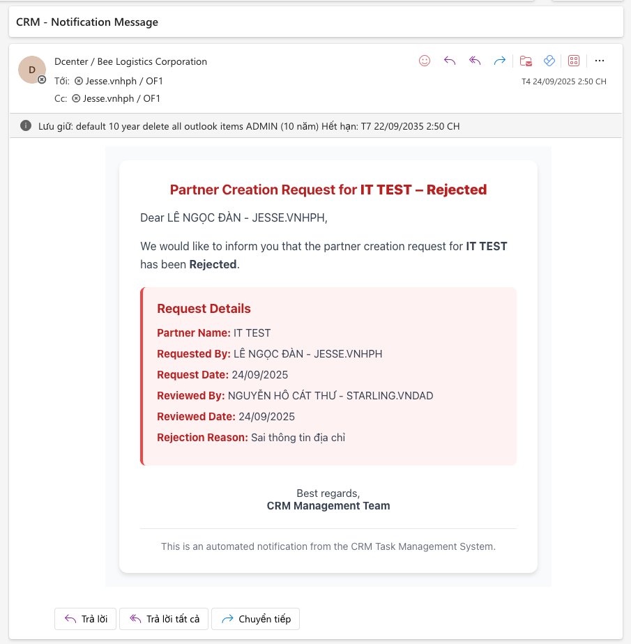 Email từ chối